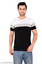 Colorblocked cotton blend men's T-shirt, short sleeves, classy casual style, perfect fit S, M, L, XL, XXL