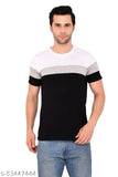 Cotton blend color blocked classy T-shirt for men, short sleeves - India