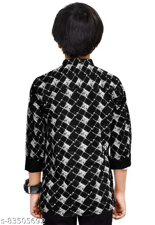 100 cotton full sleeve kurta with pocket, printed net design for kids aged 2-16 years, Made in India