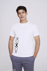 Stylish printed polyester t-shirt for men, quick-drying and ultra-soft, round neck, short sleeves. Made in India." (97 characters)