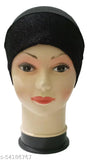 Black shimmer cotton net hijab cap - adjustable traditional Muslim women's headscarf from India