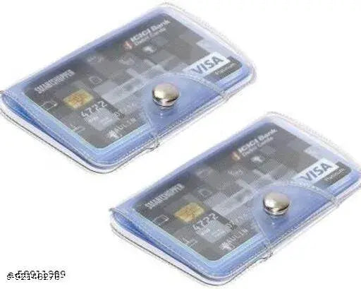 Solid plastic 2-pocket card holder wallet with 10 clear PVC slots, perfect for men and women's daily use - Made in India