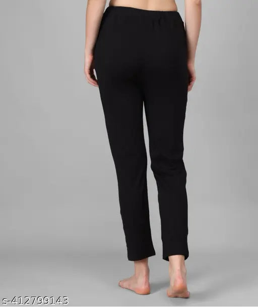 Black & Grey Cotton Calf-Length Pyjamas Set, pack of 2 for Men & Women from India