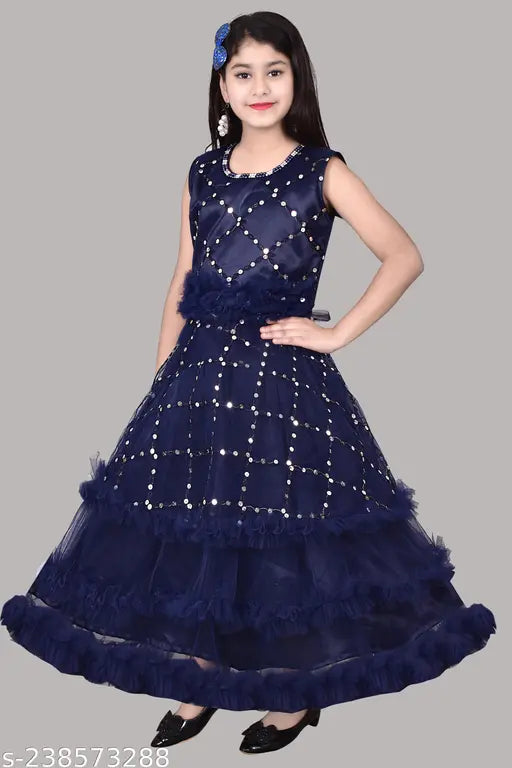 Embellished net sleeveless dress for 6-7 years, Indian beautyfull gown on hanger