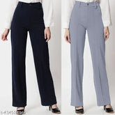 Solid crepe Urbane trousers, soft and comfortable for women (pack of 2), India-made