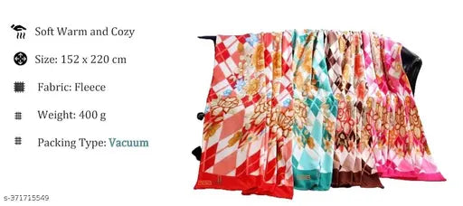 Lightweight fleece multicolor AC blankets, ideal for mild winters and summer. Four single bed floral printed soft touch blankets