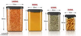 Plastic storage containers set (1400ml, 900ml, 650ml, 350ml), airtight for kitchen organization, pack of 16