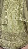 White and gold embroidered net lehenga choli set with dupatta, free size from Gopinath Enterprise, India