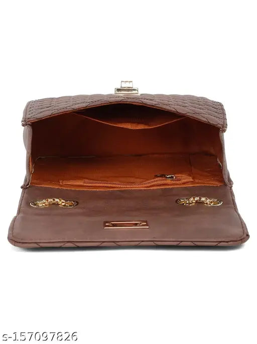 Faux leather sling bag for girls and women, textured net pattern, cross body style - free size, made in India