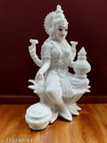 Cultured marble Lakshmi statue, 18cm high, Hindu goddess of wealth & prosperity in indoor setting