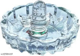 Crystal Shivling with bowl plate - Auspicious crystal symbol for long life, wisdom, and peace from India