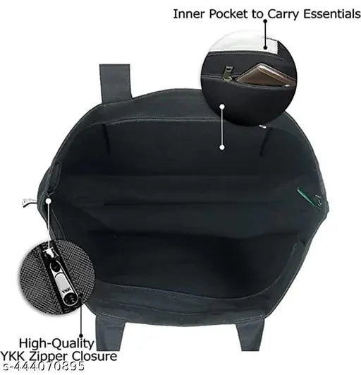 Rubicorn canvas tote bag for college girls, printed net pattern, zip compartment, free size (10x5x8in), made in India