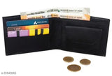 Black PU leather formal wallet, trendy design with 3 card slots and 2 compartments for currency and coins, perfect for casual evening parties or travel