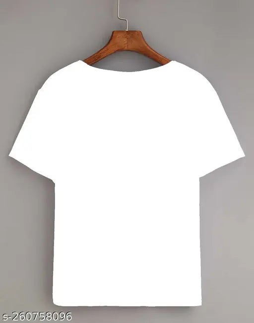 Crisp white, printed graphic cotton blend T-shirt - modern design for trendy boys & girls, half sleeves