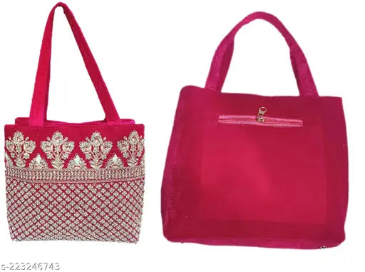 Soft velvet bridal handbag with embroidery work, Rani Zarkan, for girls and women partywear