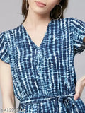 Fancy rayon print jumpsuit for women (XL/XXL) - tie-dye design on display