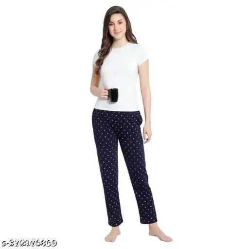 Blue cotton blend maxi length women's regular fit lower pyjama - stylish, breathable, and comfortable sleepwear
