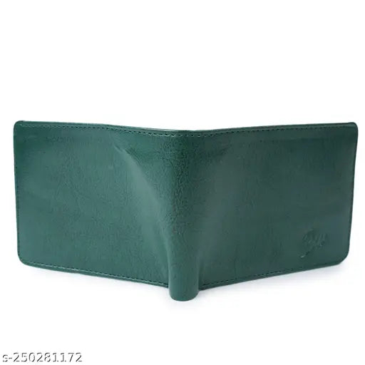 Solid faux leather bi-fold wallet by Classic World, features 2 zip pockets & coins compartment