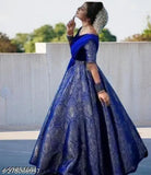 Velvet stitched Banarasi silk Anarkali gown with embellished dupatta set, short sleeves on fashion mannequin