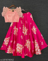 Silk and crepe floral Stylish Kids Lehenga Choli Set, 4-15 years, India