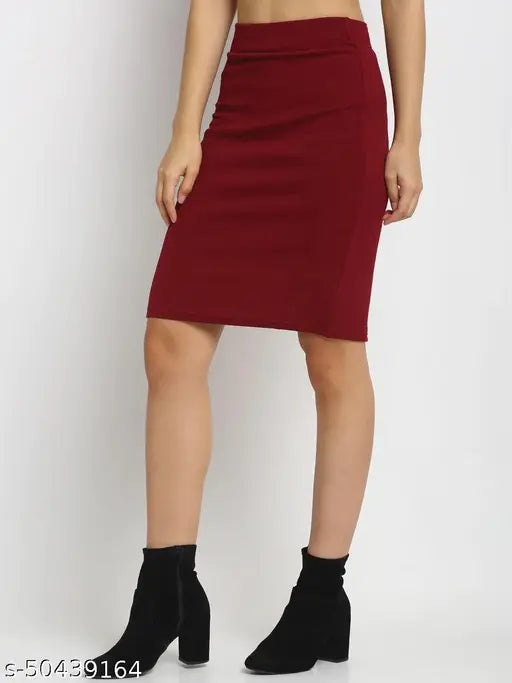 Casual trendy women's western skirt, solid cotton, available in sizes 26-36 (India)