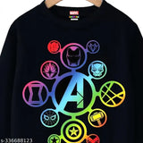 Multi-colored cotton blend Kuchipoo Boys winter sweatshirt, official boys' regular fit with long sleeves and printed net pattern