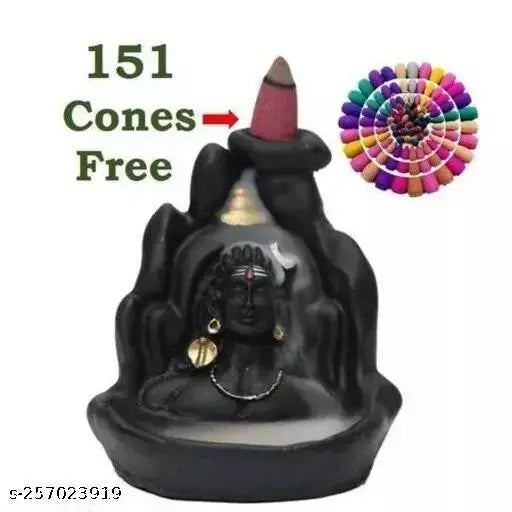 Exquisite poly resin Adi Shankara backflow smoke decor statue, Indian handicraft for home decor (8cmL x 11cmH x 10cmB)