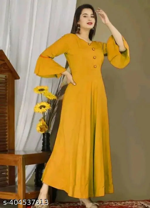 Women's Rayon Anarkali fit & flared kurti, ideal for daily wear, solid color design