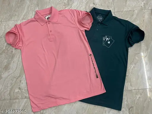 Cotton blend half sleeve polo t-shirts for men pack of 2, L & 5XL sizes