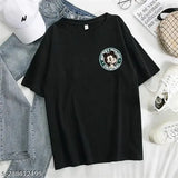 Black cotton oversized Mickey Mouse back print T-shirt (Boys/Men), India origin, relaxed fit for casual wear