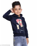 Cotton blend boys hoodie for winterwear, printed net design. Perfect for partywear, sportswear, track suits. Size: 4-5 years, stylish and comfortable fit. Made in India
