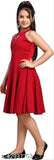 Cotton blend knee length red fit & flare dress pack for girls aged 5-13 years, India origin