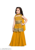 Embellished crepe girls kurta suit set, single piece in various sizes (2-3yrs to 10-11yrs), Indian fashion for young girls