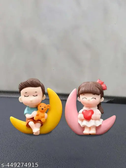 Antique creation heart moon couple car dashboard decor, Indian crafted miniature figurine
