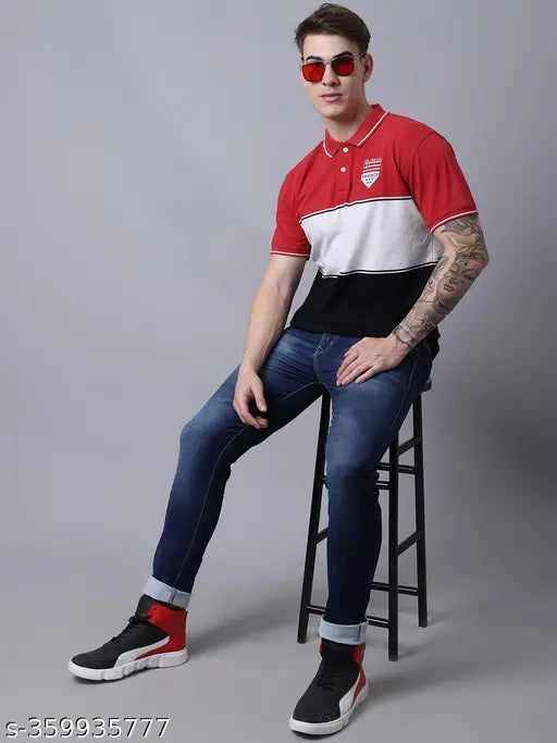 Dark blue cotton blend men's jeans, Rodamo slim fit denim - India