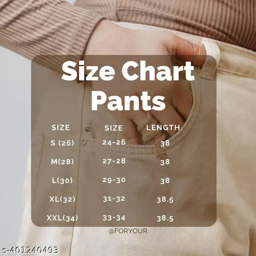 Trendy designer women's brown trousers, poly blend, solid fit (size 26/34), ideal for casual wear