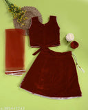 Stylish velvet and net lehenga choli set for baby girls, self-designed abstract pattern, sleeveless top, multiple sizes available, traditional Indian lehenga