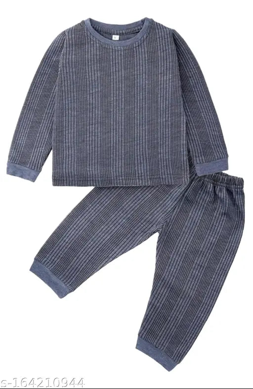 Kids winter wear thermal set (1pc) - Soft wool, long sleeve body warmer for kids in solid pattern, suitable for boys and girls