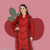 Attractive women's printed woolen A-line kurta, warm & stylish for winter, easy to care