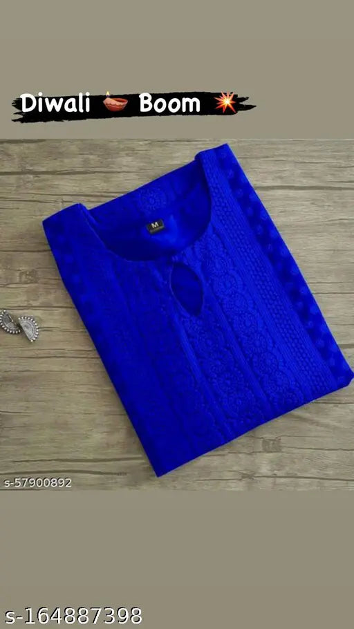 Georgette embroidered kurti, Navratri Special, three-quarter sleeves, India