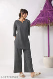 Women's rayon slub printed co ord set, three-quarter sleeves, heavy quality material, hand-printed all over, casual to formal wear, India origin