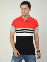 Striped cotton short sleeve men's polo shirt by Quco, size M-XXXL