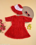 Wool winter wear for kids: Self-designed long-sleeved dress and t-shirt combo for girls (6-12 months to 2-3 years), Indian origin