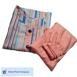 Multicolor stripe print round neck cotton kurta palazzo set, perfect for college or office wear. Breathable cotton fabric ensures comfort and tradition meets contemporary style