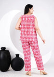 Jaipuri cotton printed sleeveless peplum top & pants set in vibrant Jaipuri design, premium comfort for women's western wear