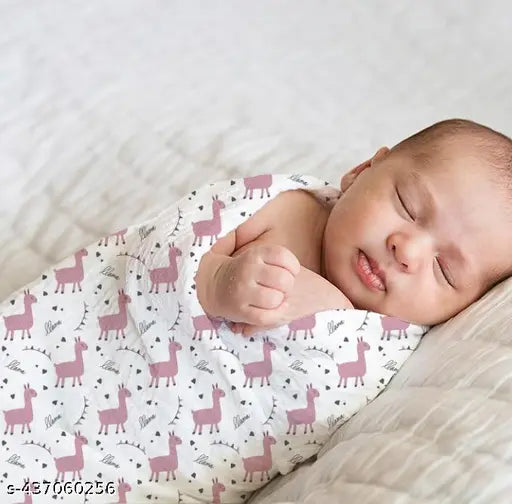 Organic cotton muslin swaddle for newborn baby, lightweight & breathable fabric, ideal for swaddling & breastfeeding covers, self-design 100x100 inch, made in India