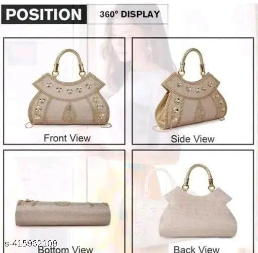 Fashionable PU clutches, embellished net design, 2 compartments, free size (11x5in), India-made with artificial diamond pieces