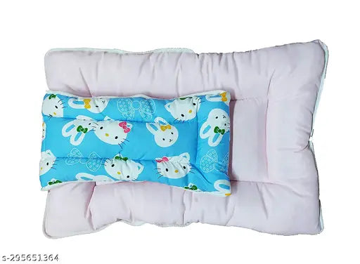 Sky blue kitty design cotton sleeping bag for newborn babies, aged 0-9 months by Kukraila Enterprises