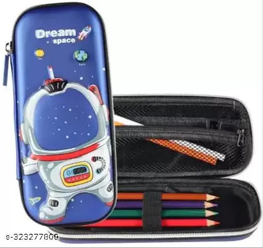 Synthetic Space Astronaut Theme Pouch, large capacity for kids and students. Stylish pen holder pouch for school or travel