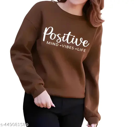 Winter cotton blend long sleeve printed net shirt for girls, positive vibe style, size 8-9 years, India origin